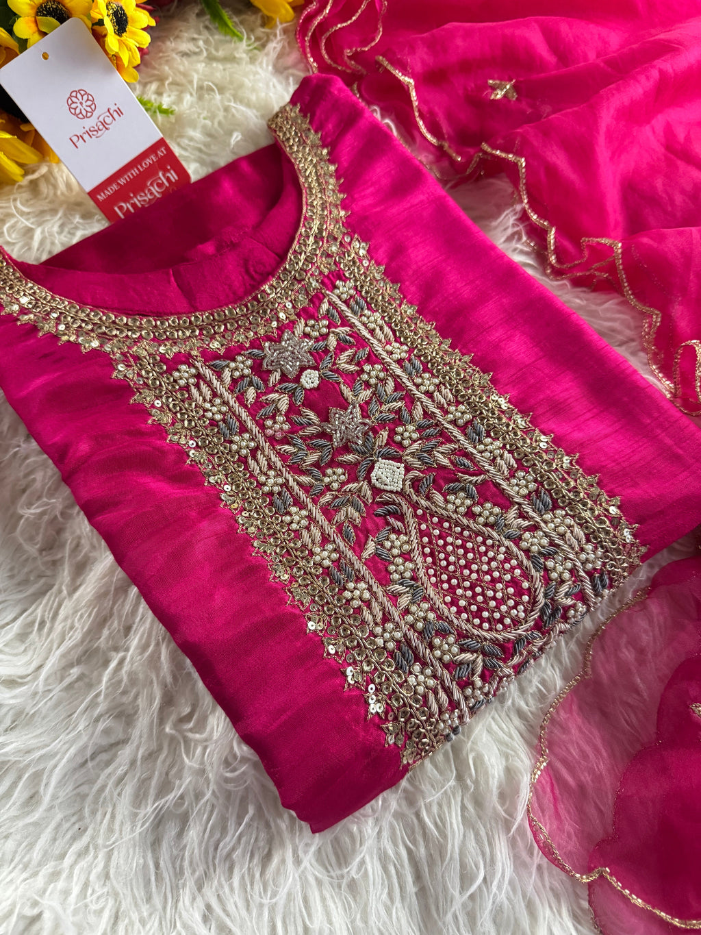 Designer embroidered kurta set with dupatta