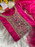 Pink designer embroidered kurta set with dupatta