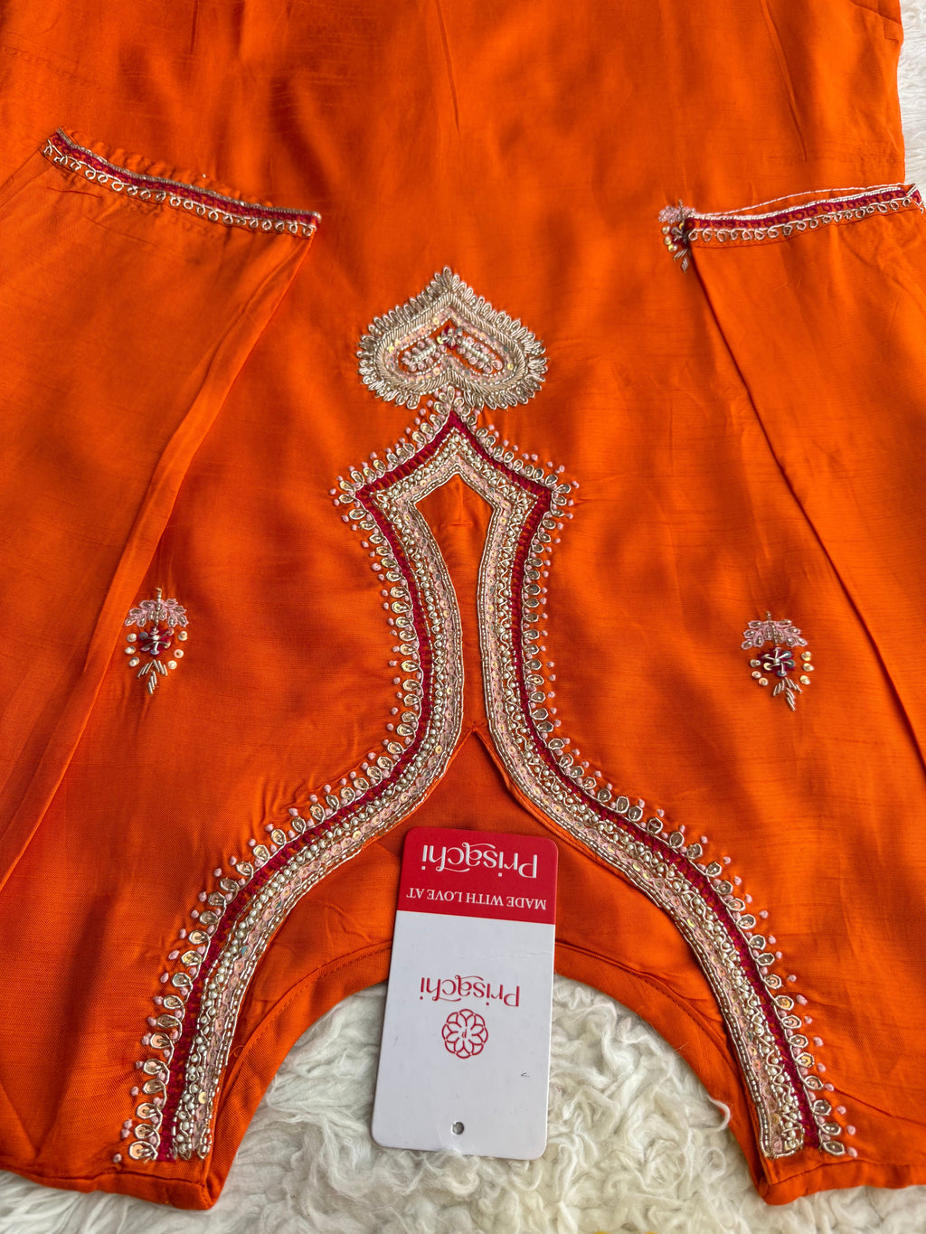 Designer Orange Embroidered Kurta bottom With Dupatta