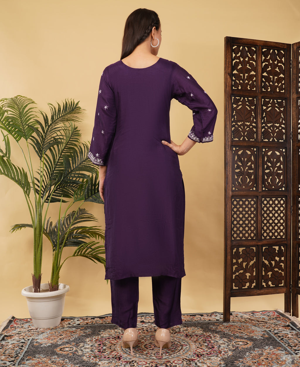 Prisachi Designer neck embroidered kurta set with dupatta for Women