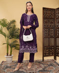 Prisachi Designer neck embroidered kurta set with dupatta for Women