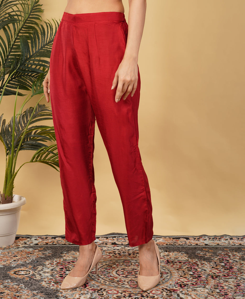 Prisachi Red Embroidered kurta set with dupatta