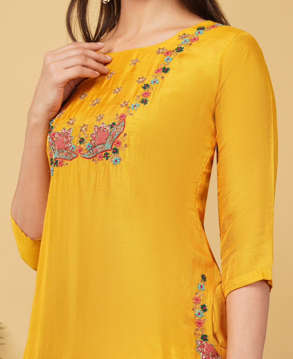Yellow Designer Ethnic Embroidered Kurta Set with Pant & Dupatta