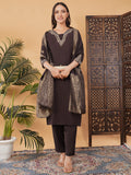 Brown Zardozi Embroidered Kurta Set with Banarasi Dupatta & Pants | Designer Festive Ethnic Suit
