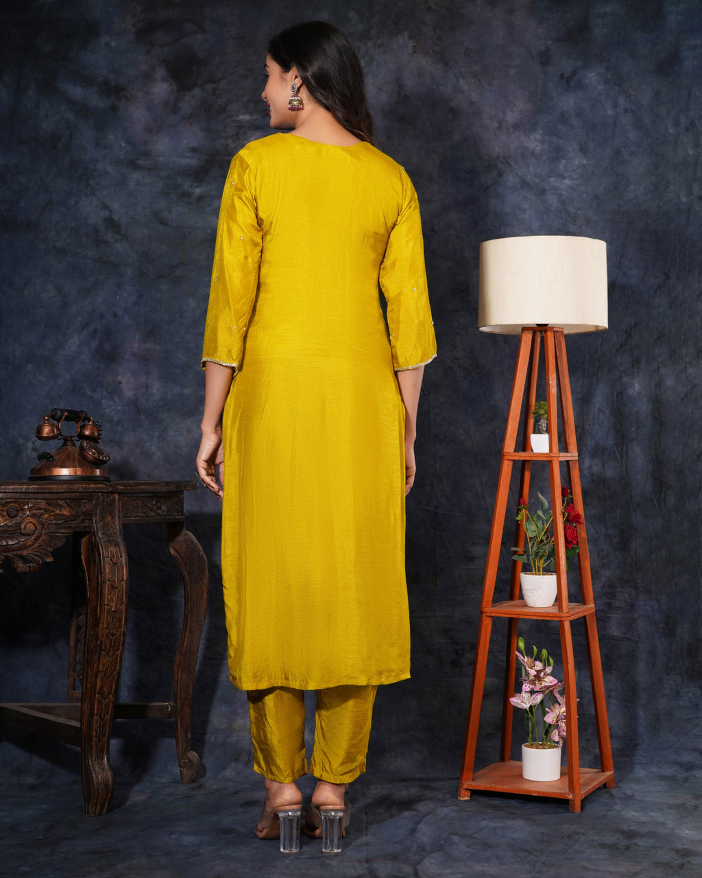 Yellow Designer Zardosi Embroidered Kurta Set with Pants & Dupatta