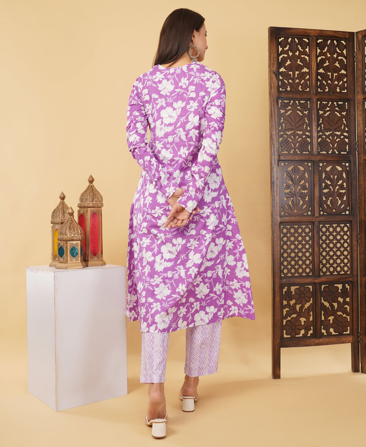 Prisachi Cotton A-line Kurti with pockets, comfy pant, and dupatta for Women