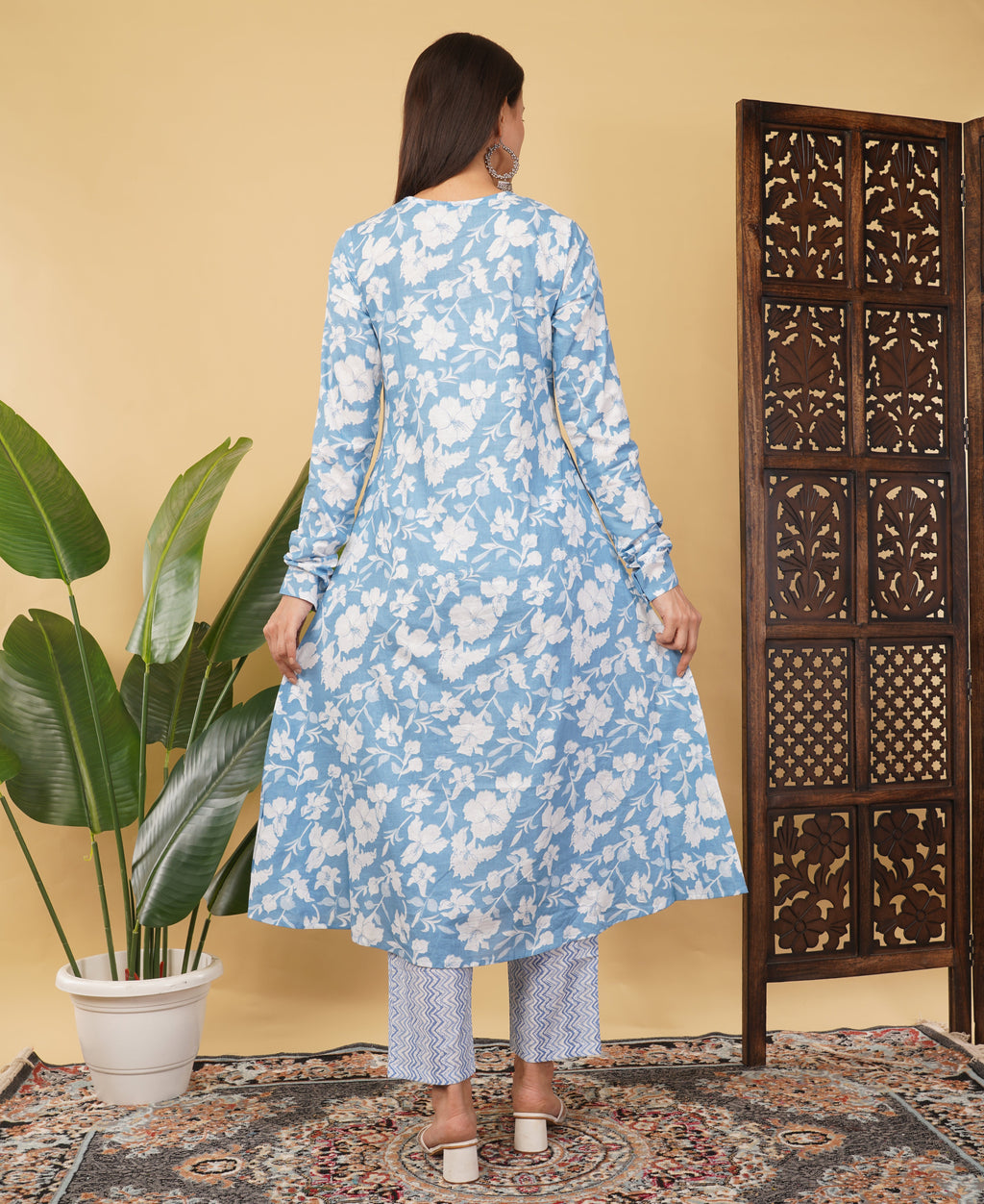 Prisachi Cotton A-line Kurti with pockets, comfy pant, and dupatta for Women
