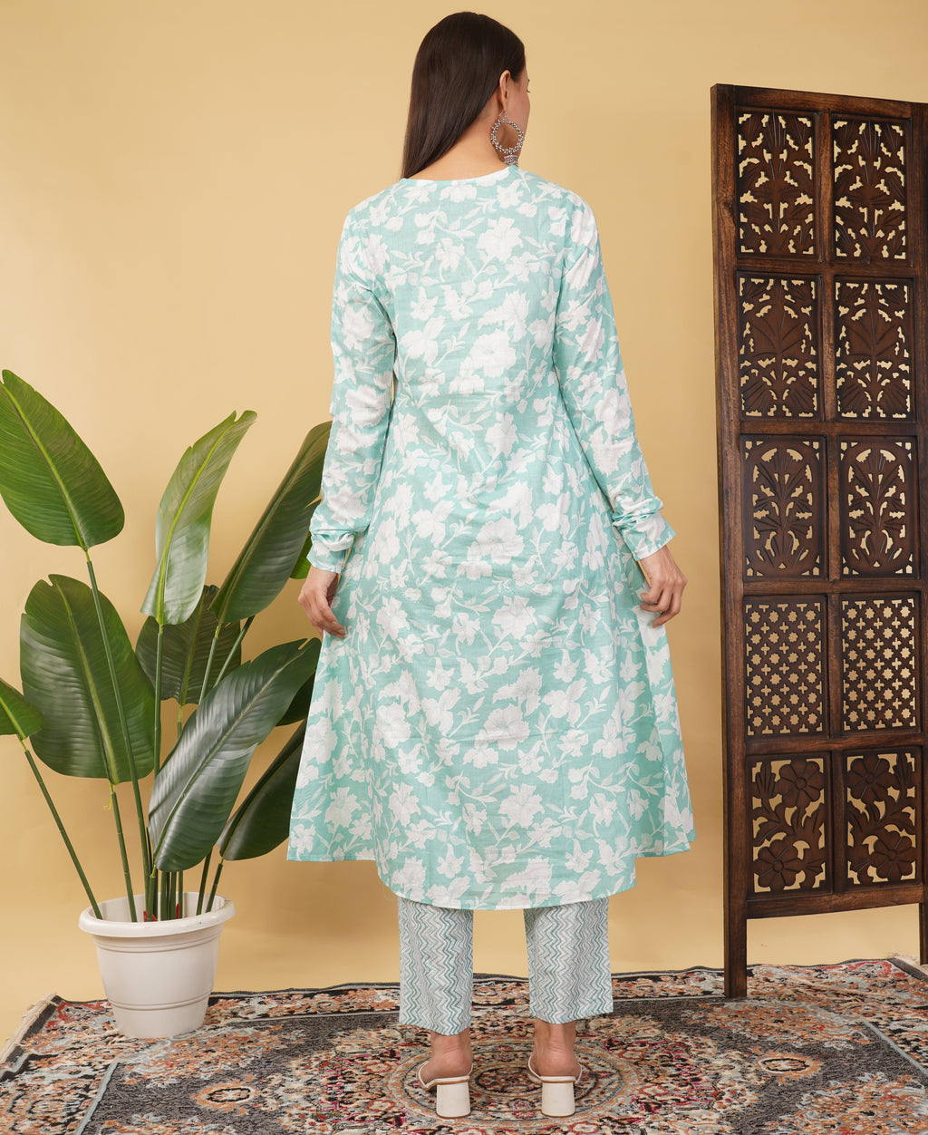 Prisachi Cotton A-line Kurti with pockets, comfy pant, and dupatta for Women