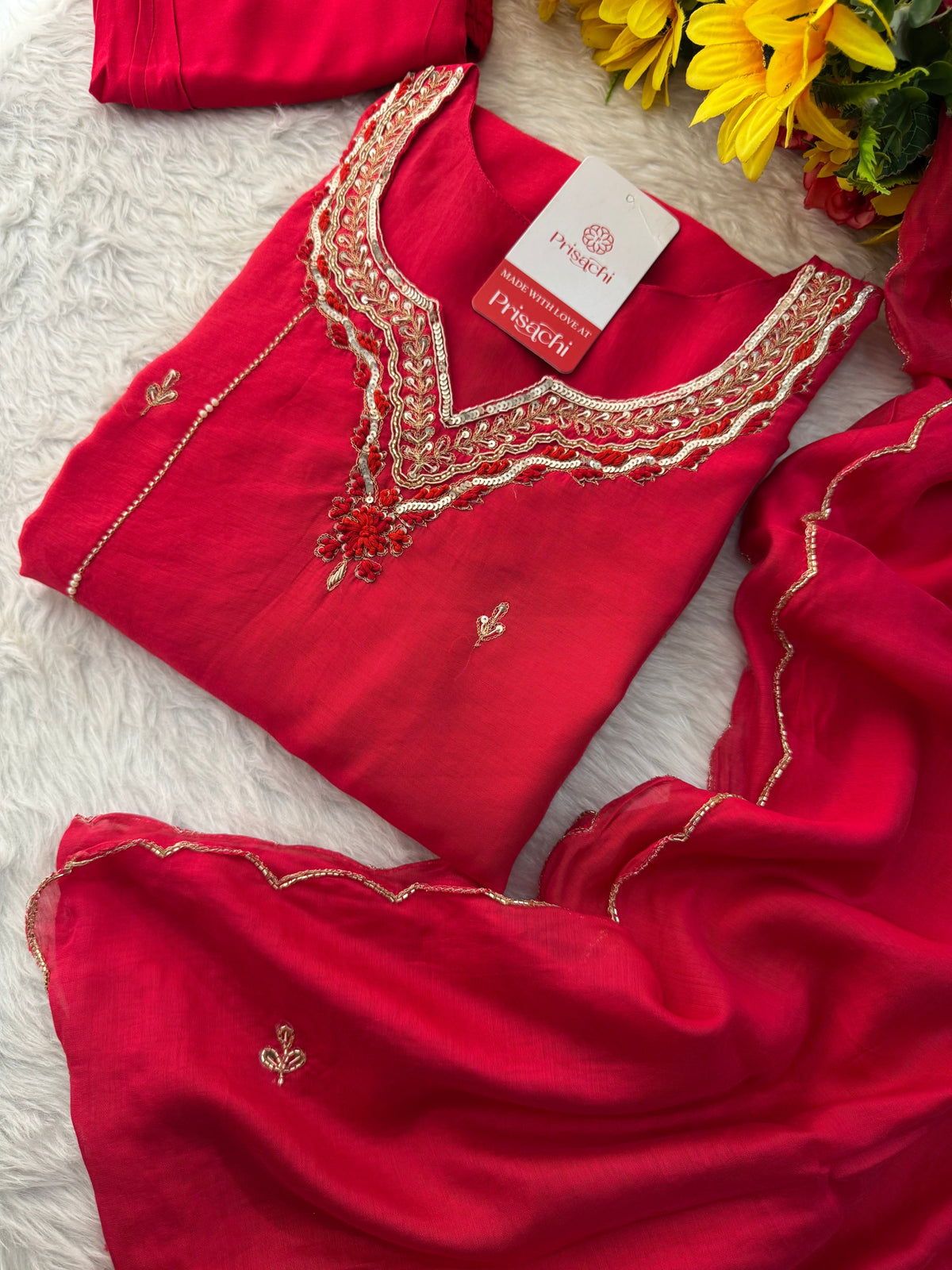Green  Embroidered Ethnic A-Line kurta set with dupatta and Pants | Traditional Suit Set