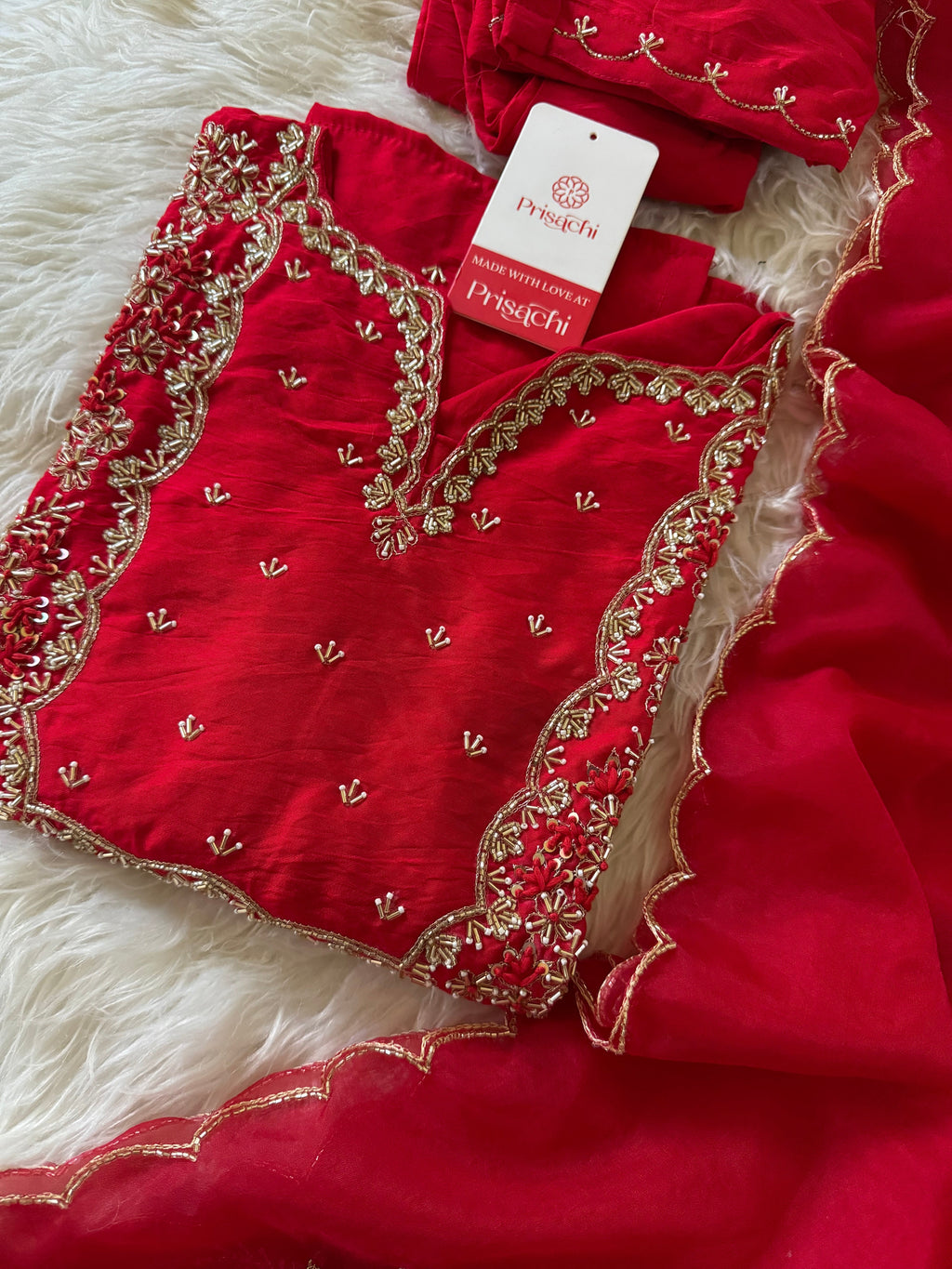 Embroidered kurta Pant  with dupatta with Zardosi work