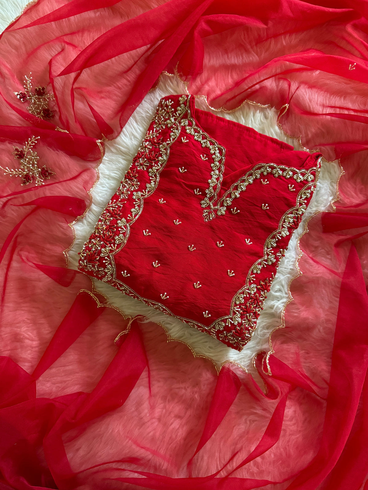 Embroidered kurta Pant  with dupatta with Zardosi work
