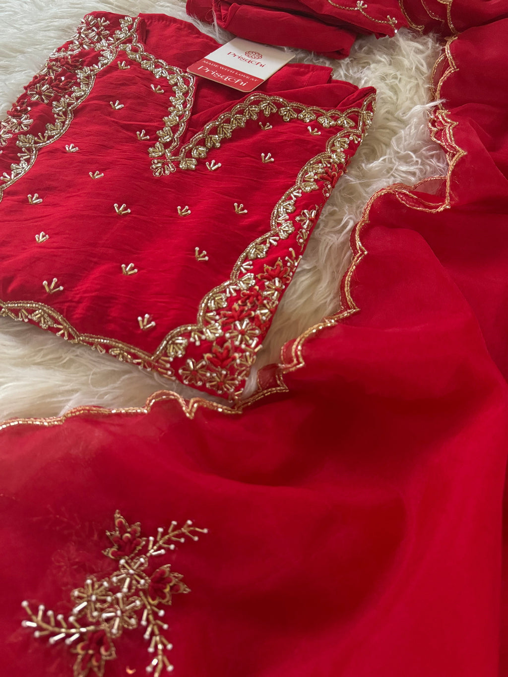 Embroidered kurta Pant  with dupatta with Zardosi work