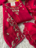 Prisachi Pink Embroidered kurta bottom with dupatta