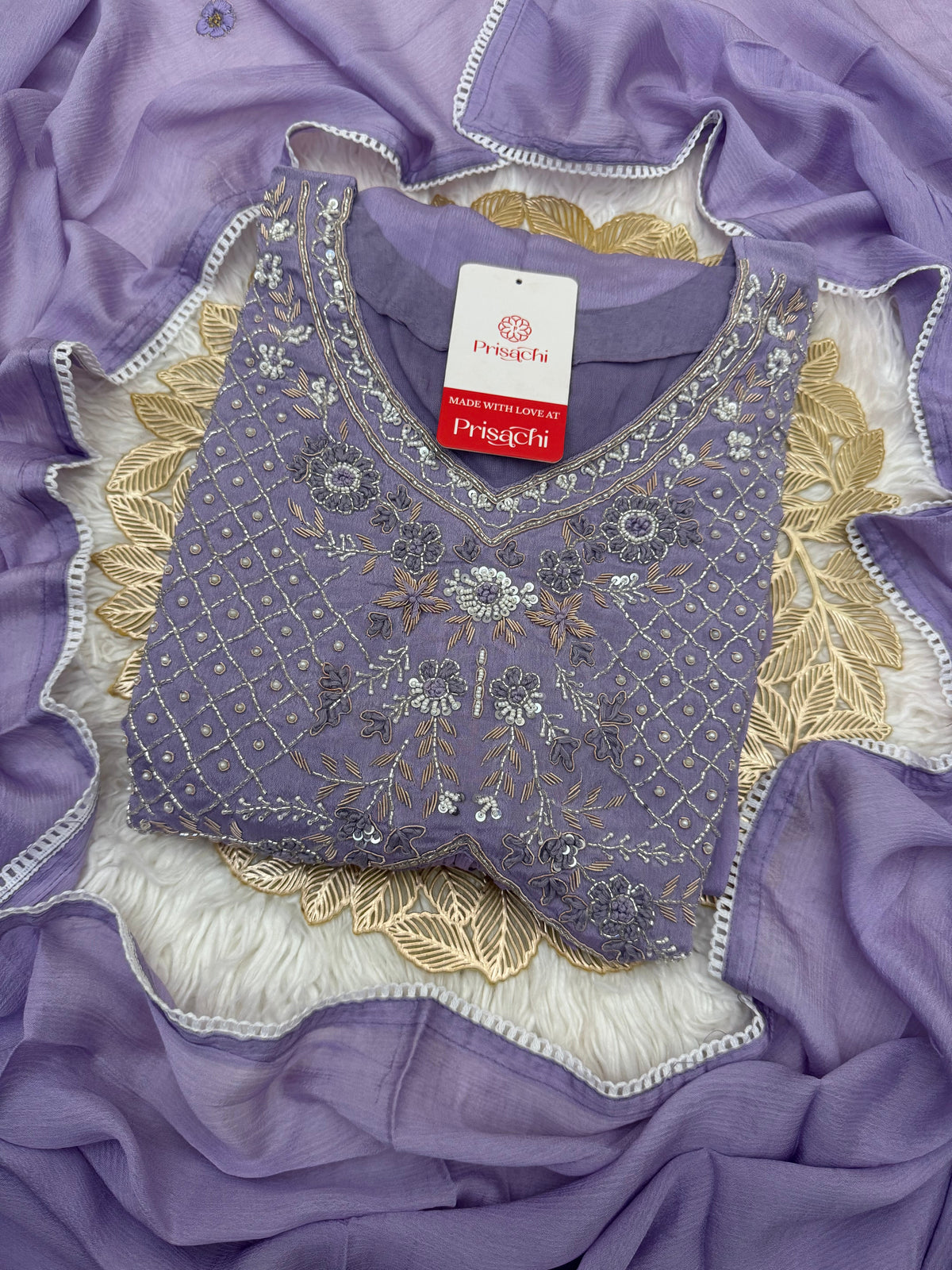Lavender Embroidered Alia cut Anarkali dress