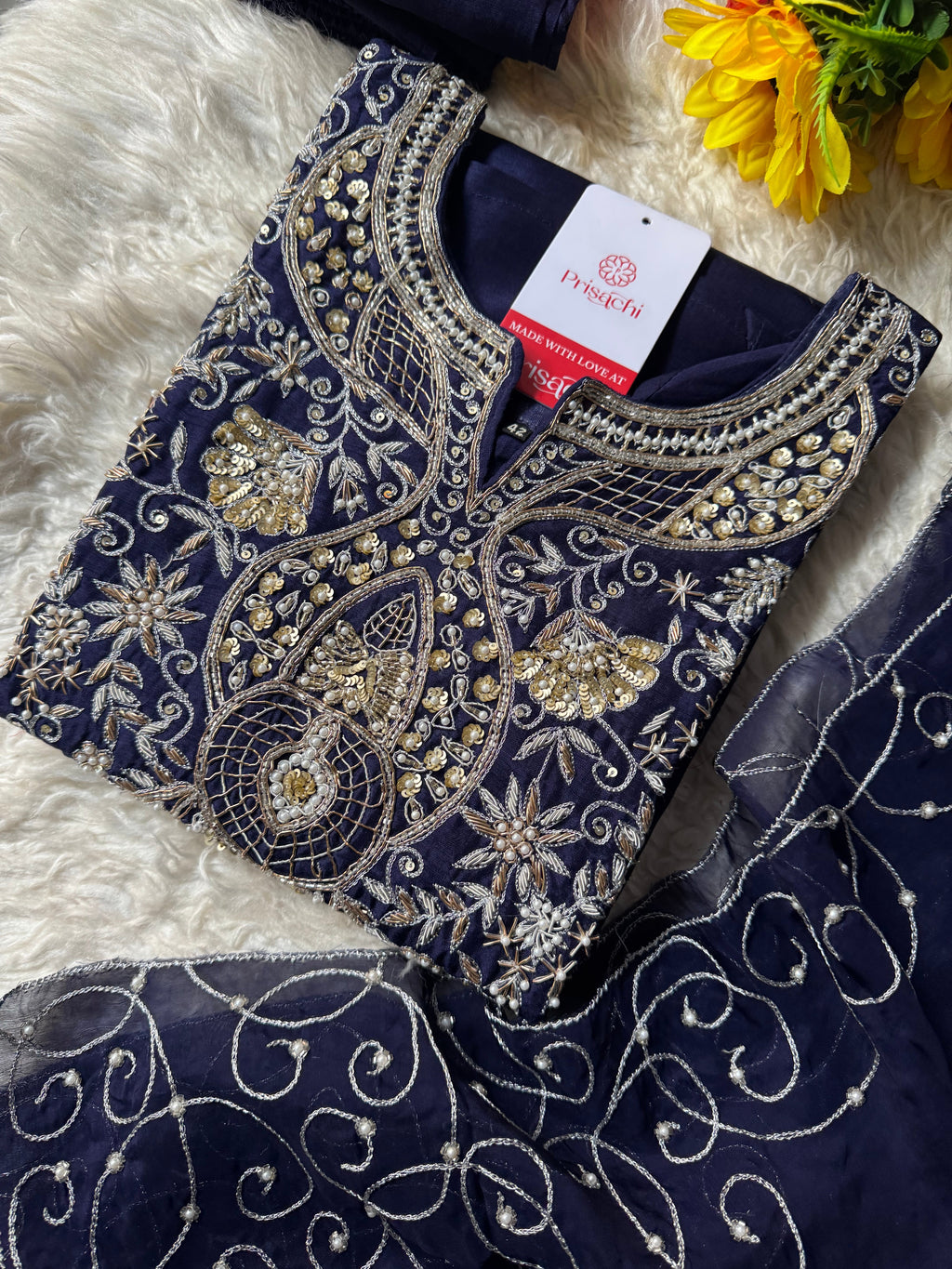 Blue Designer Embroidered kurta Bottom  with dupatta