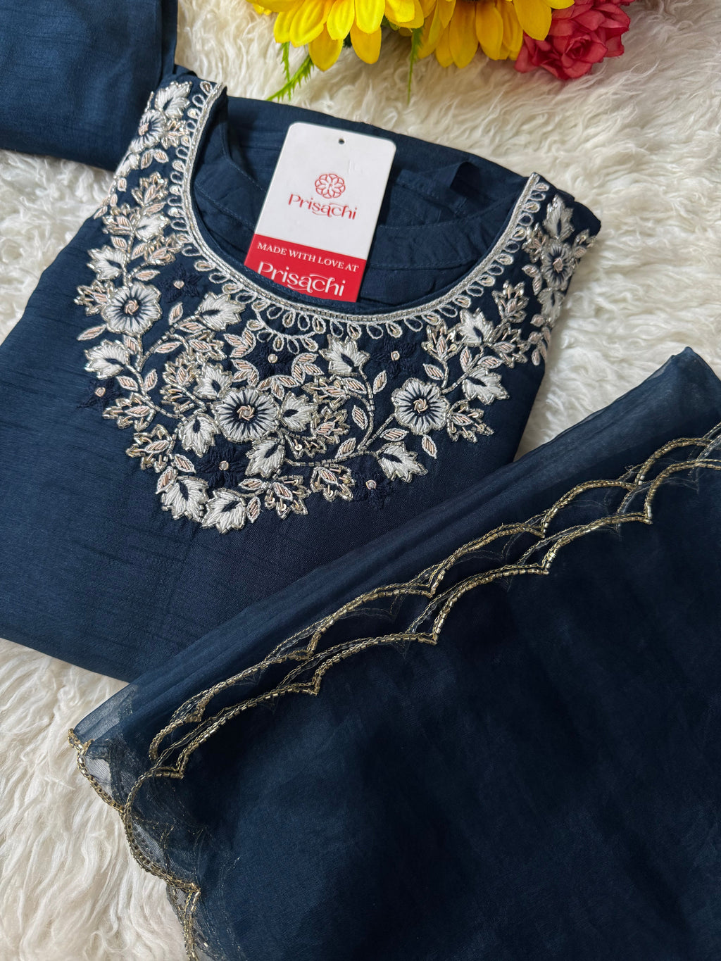 Embroidered kurta Bottom  with dupatta