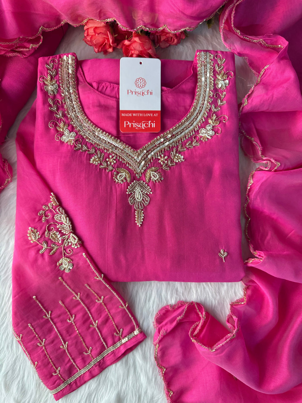 Prisachi A-line Kurta Set with comfy pant and dupatta for Women