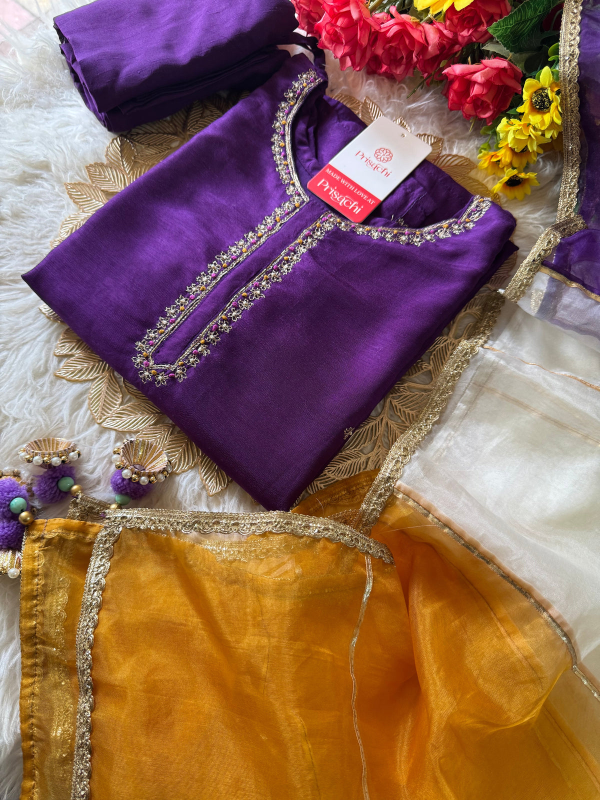 Purple embroidered kurta Pant  without  dupatta