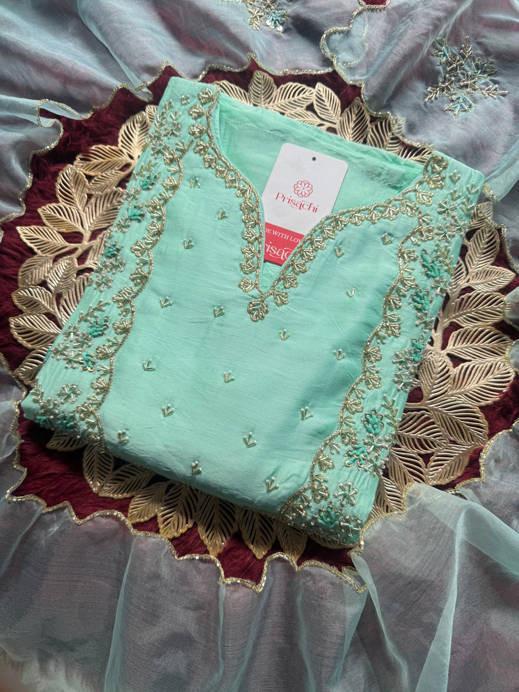 Embroidered kurta Pant  with dupatta with Zardosi work