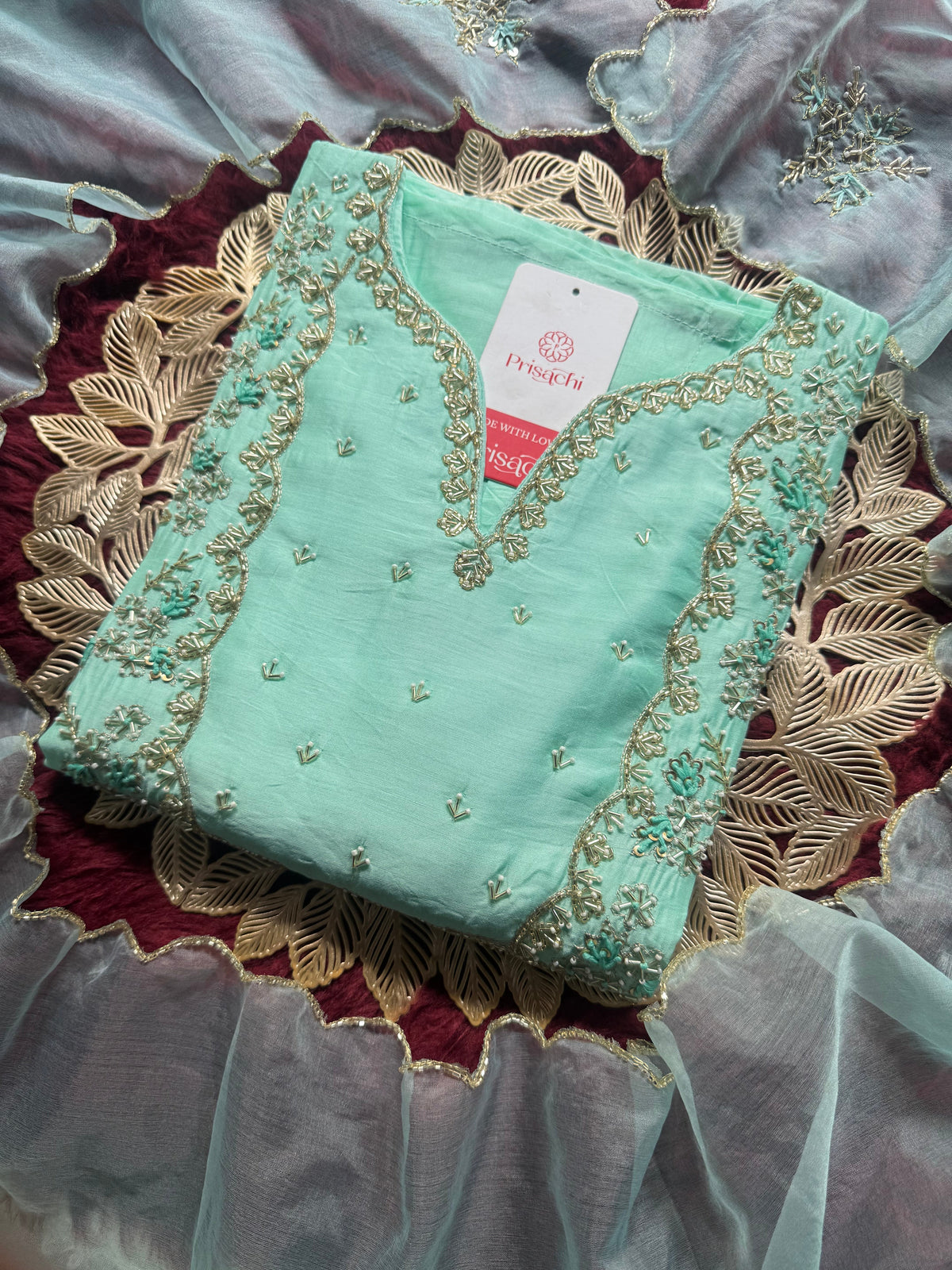 Embroidered kurta Pant  with dupatta with Zardosi work
