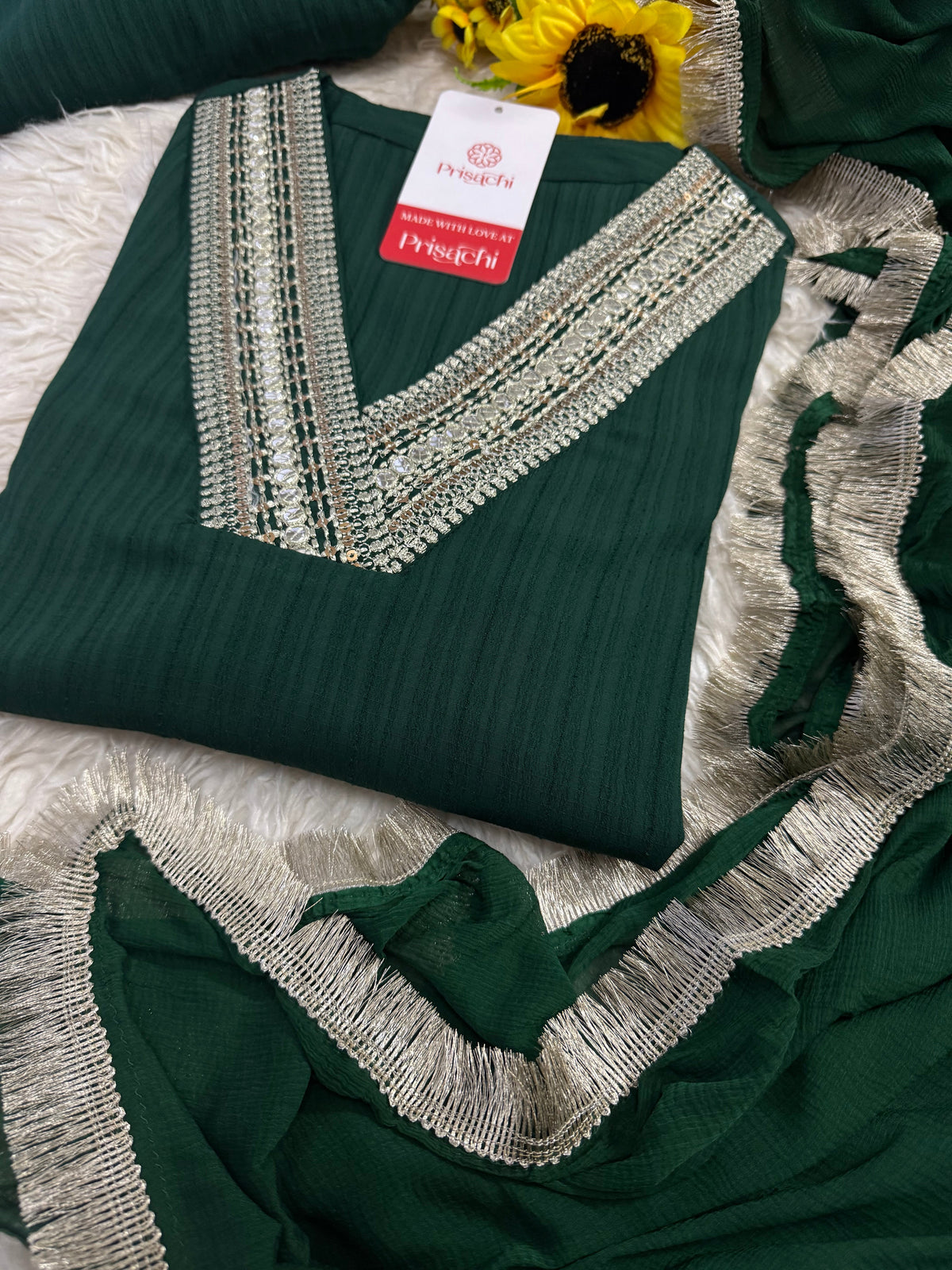 Green  kurta bottom with dupatta