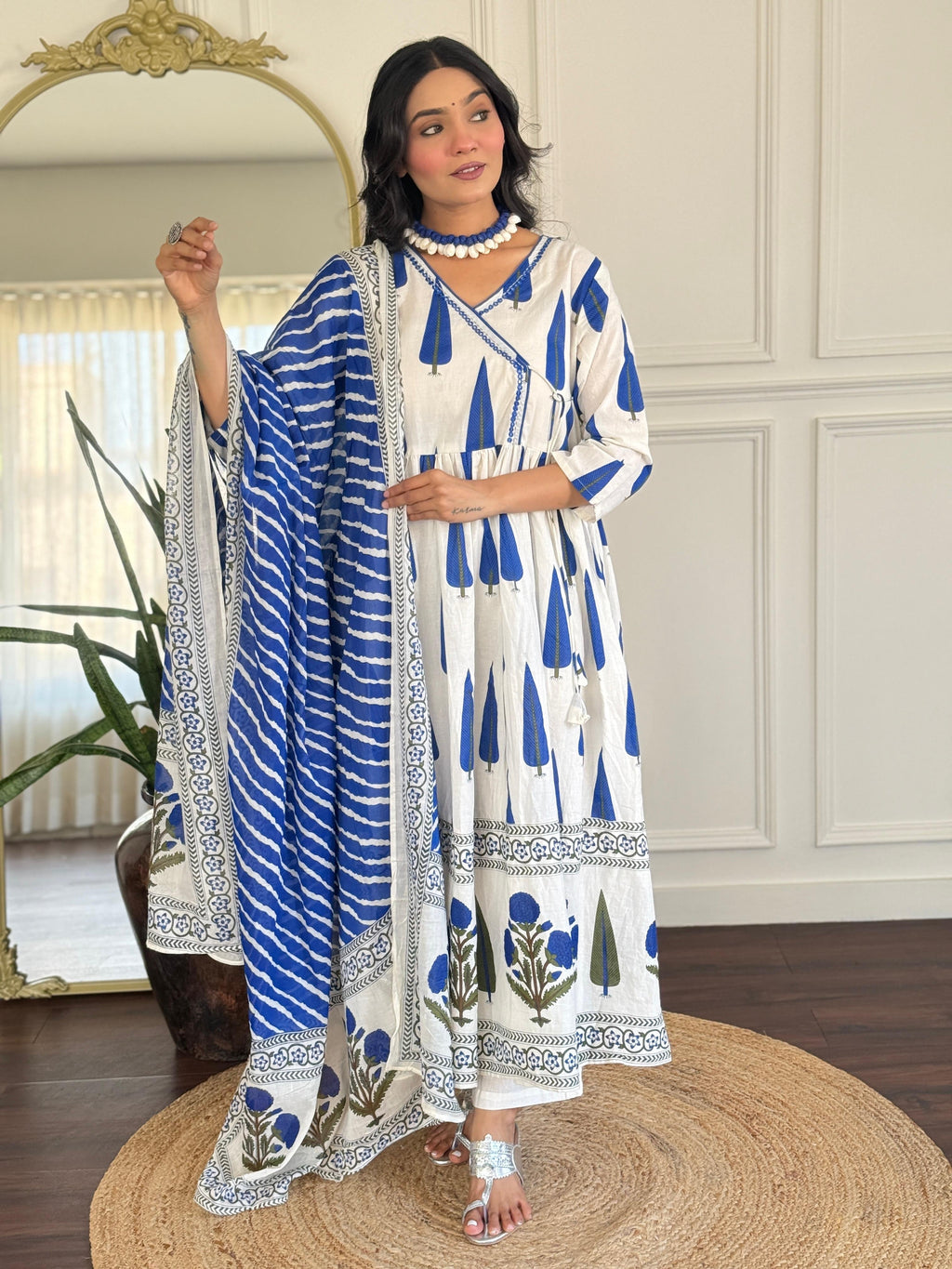 Cotton Anarkali kurta bottom with duptta