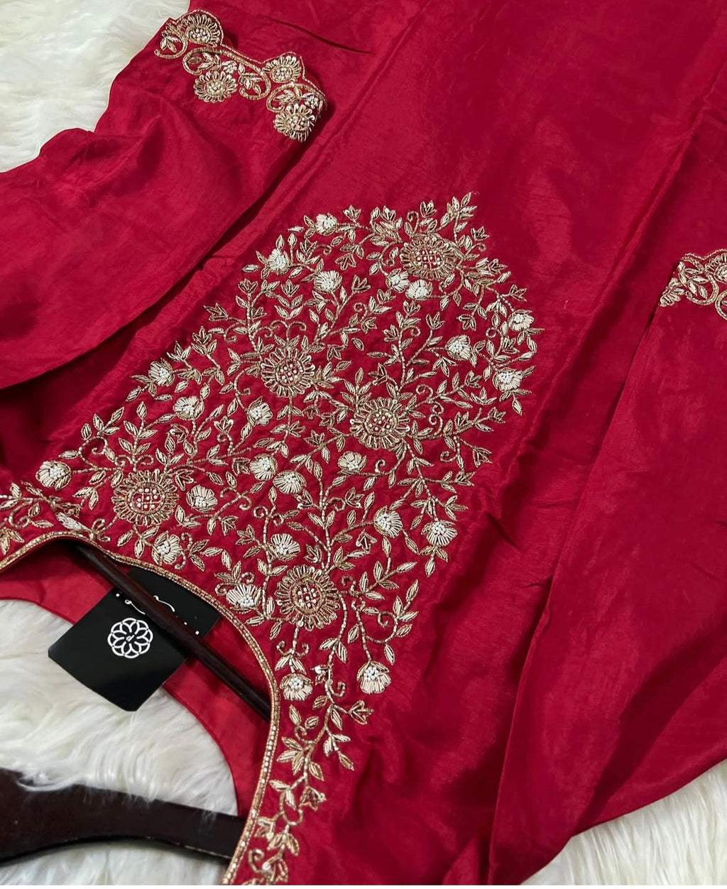 Designer Red Embroidered kurta set with dupatta