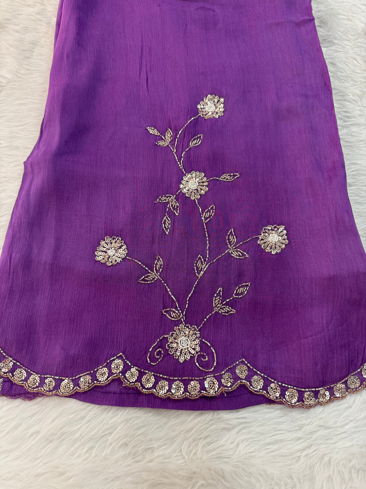 Purple  Embroidered Sharara Set with pants and Dupatta for Women | Prisachi