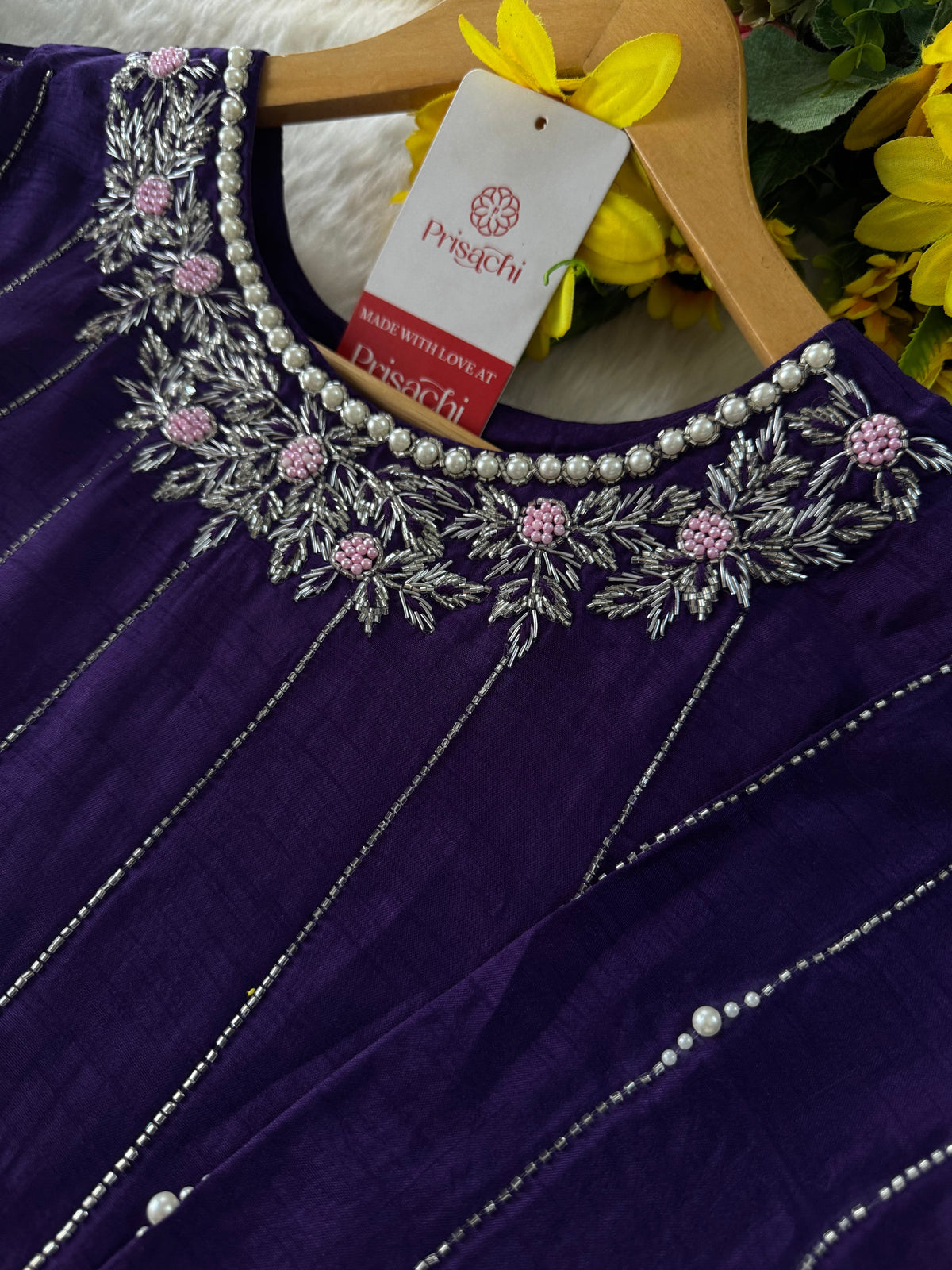 PriSachi Purple Embroidered kurta Pant  with dupatta
