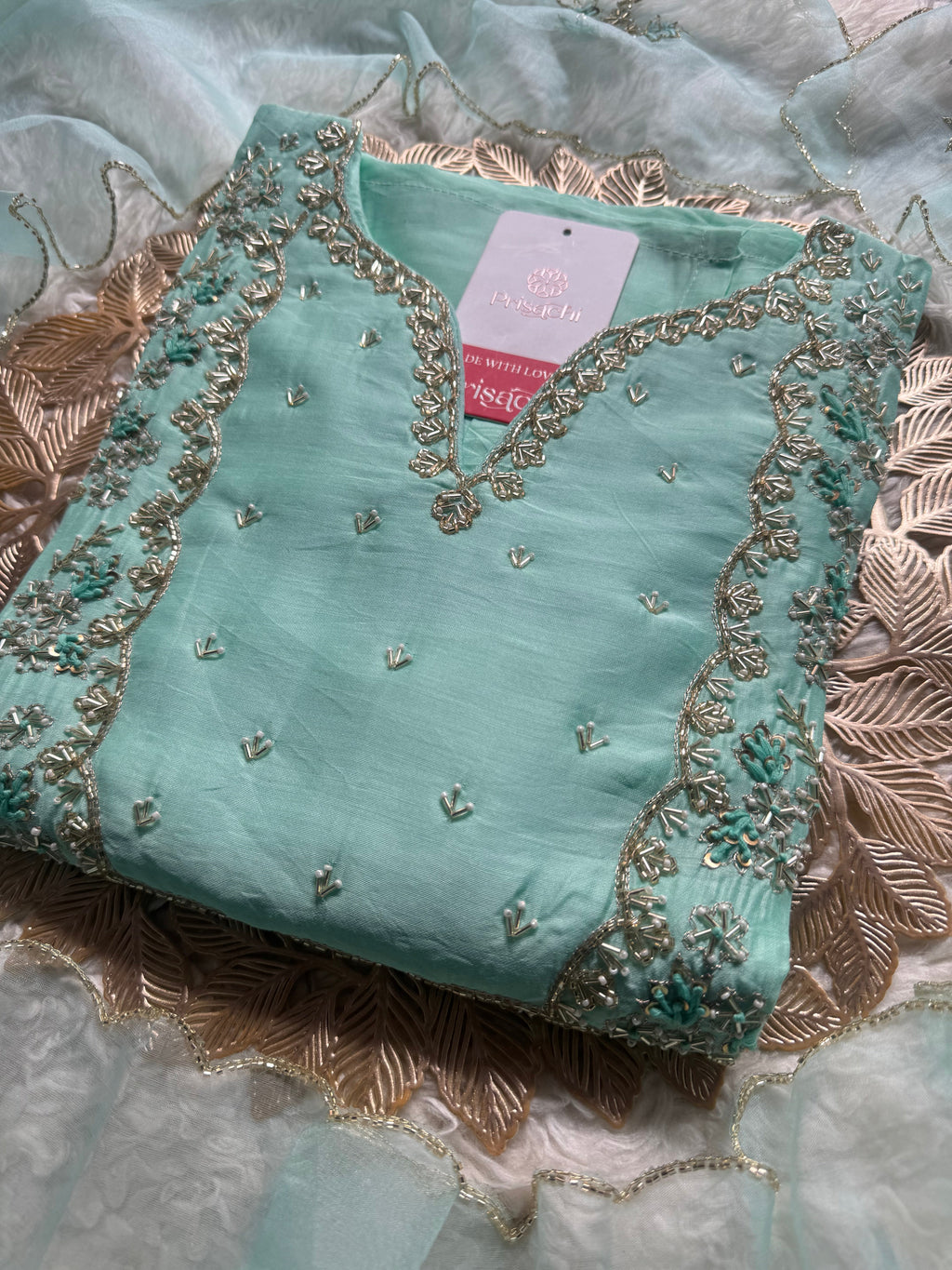 Embroidered kurta Pant  with dupatta with Zardosi work