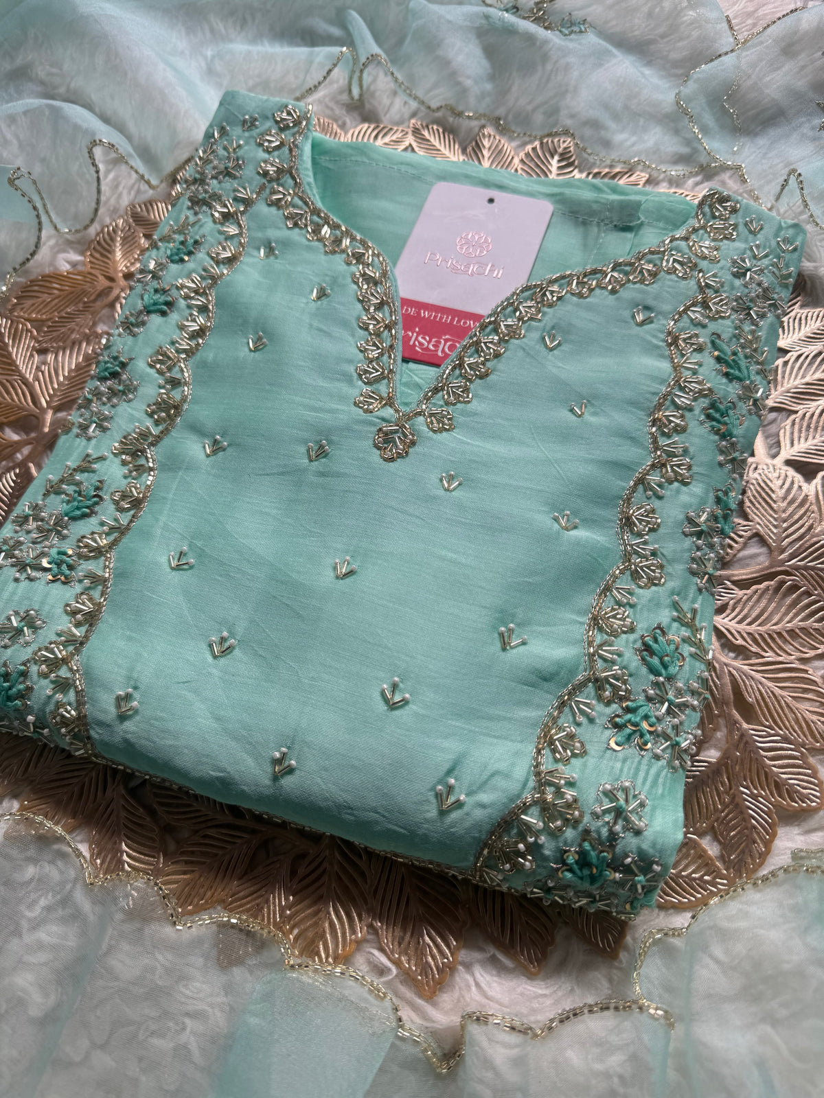 Embroidered kurta Pant  with dupatta with Zardosi work