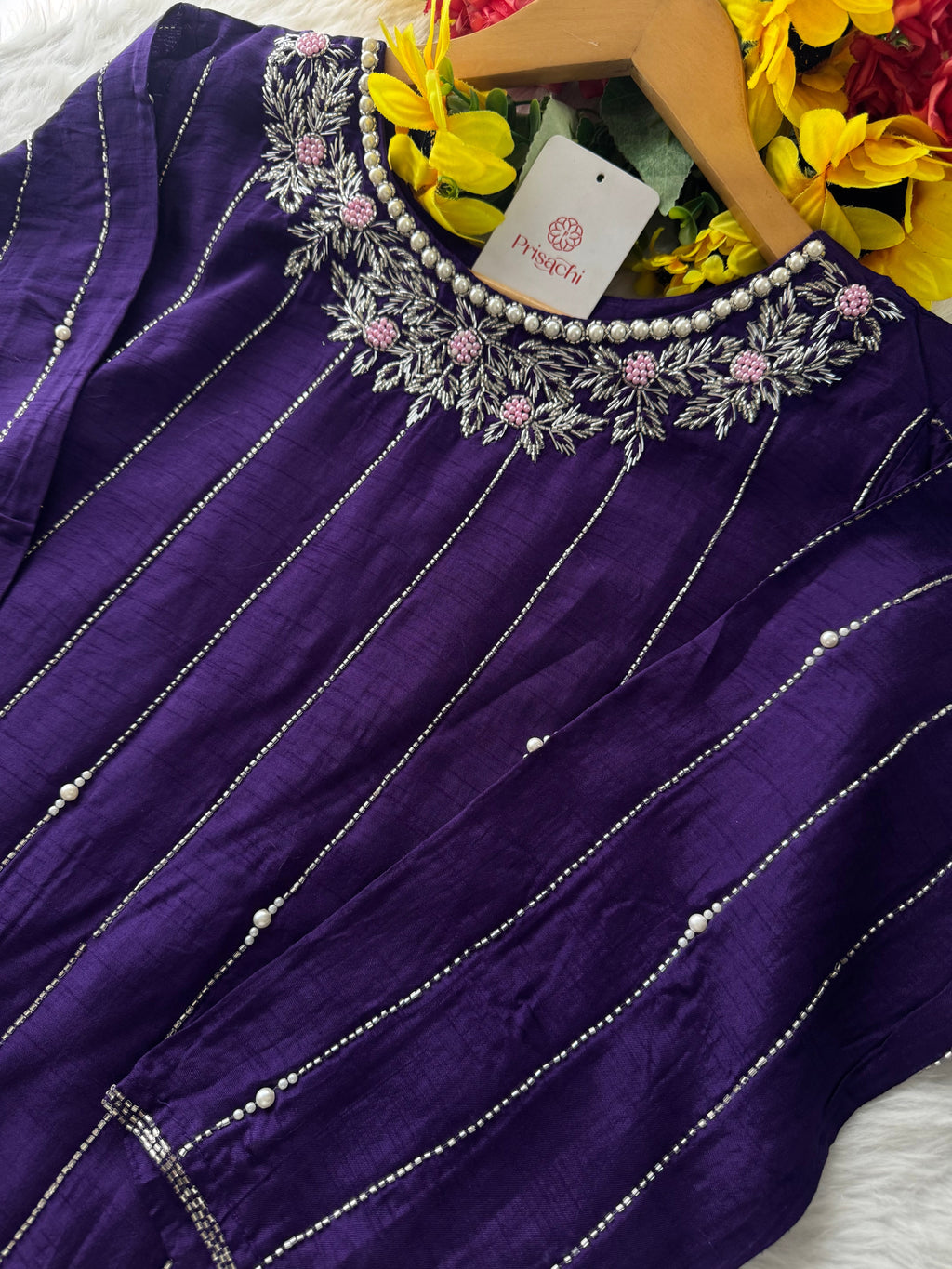 PriSachi Purple Embroidered kurta Pant  with dupatta