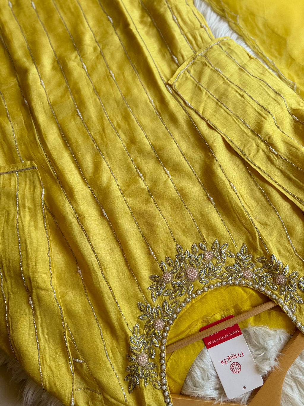 Yellow Embroidered kurta set with dupatta