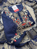 Designer A-Line Embroidered Ethnic Kurta Set for Women with Pants & Banarasi Dupatta