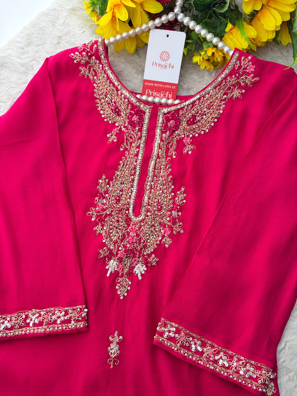 Pink Embroidered Ethnic Kurta Set for Women with Pants & Dupatta | Festive Traditional Wear