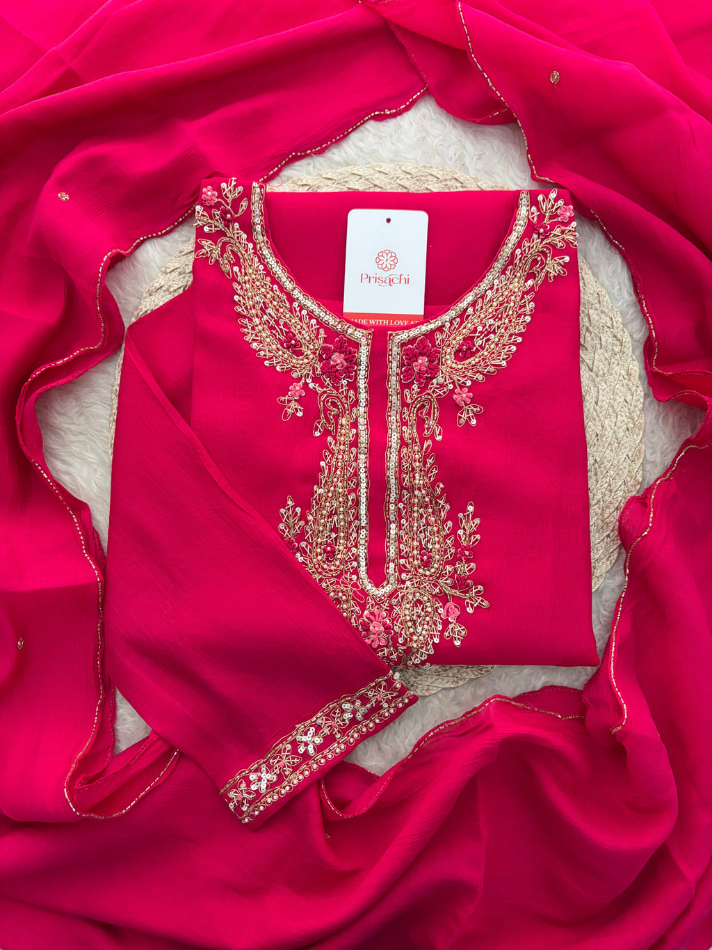 Pink Embroidered Ethnic Kurta Set for Women with Pants & Dupatta | Festive Traditional Wear