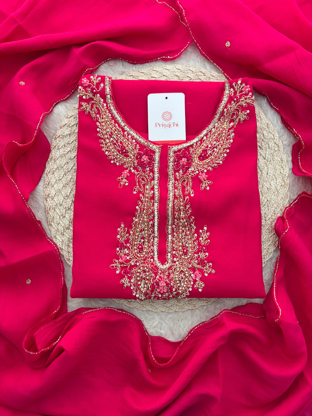Pink Embroidered Ethnic Kurta Set for Women with Pants & Dupatta | Festive Traditional Wear