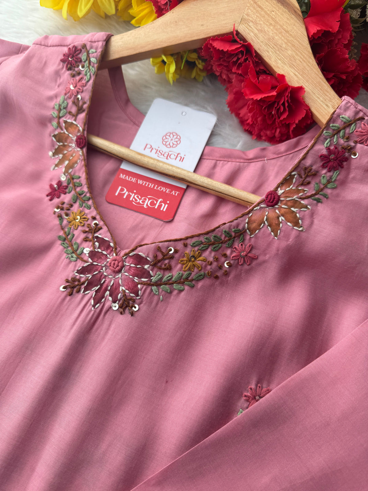 Pink Thread Embroidered Floral Printed Designer Ethnic Kurta Set with Pants & Dupatta