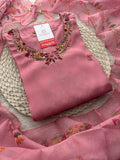 Pink Thread Embroidered Floral Printed Designer Ethnic Kurta Set with Pants & Dupatta
