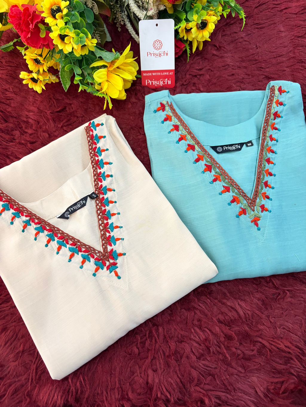 Women Thread Embroidered Kurti with Palazzo Pant Co-Ord Set | Ethnic Office & Daily Wear