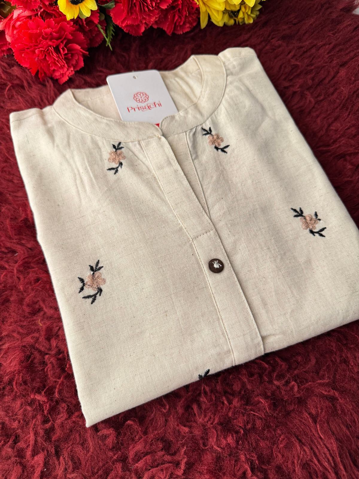 Designer Short Straight Kurti for Women | Thread Embroidered Kurta | Office, Casual & Daily Wear
