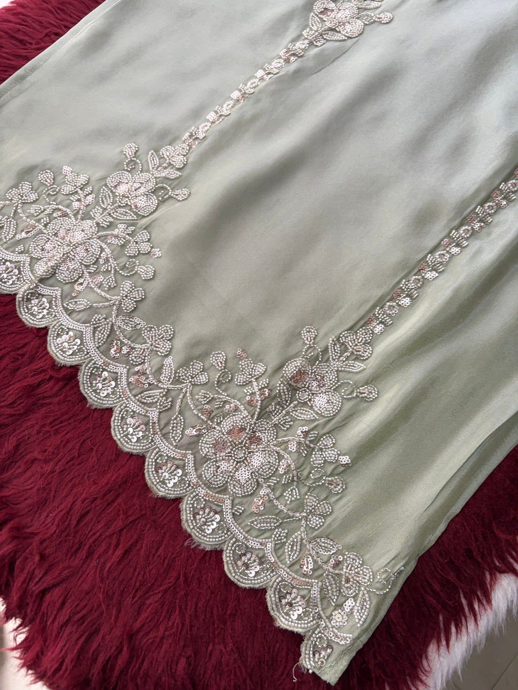 Sage Green Embroidered Kurta Set with Wide-Leg Pants & Dupatta | Festive & Party Wear Ethnic Sharara Set
