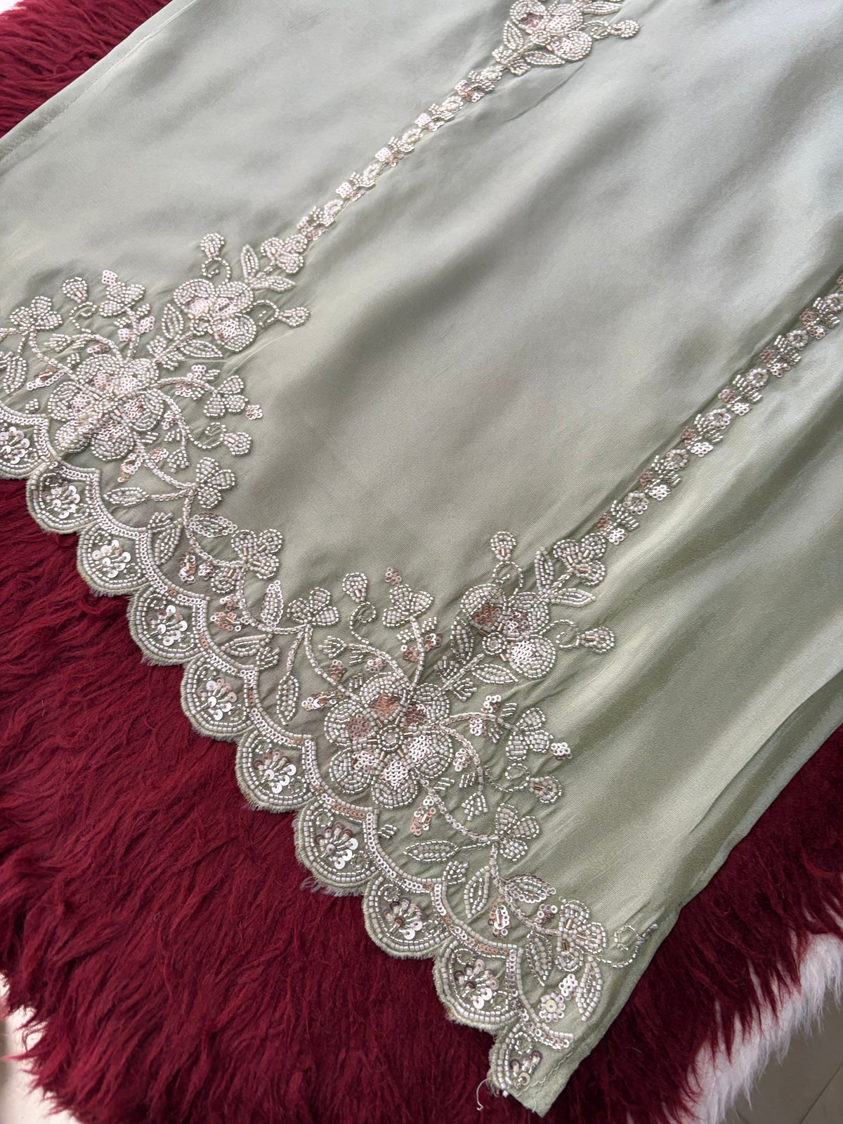 Sage Green Embroidered Kurta Set with Wide-Leg Pants & Dupatta | Festive & Party Wear Ethnic Sharara Set
