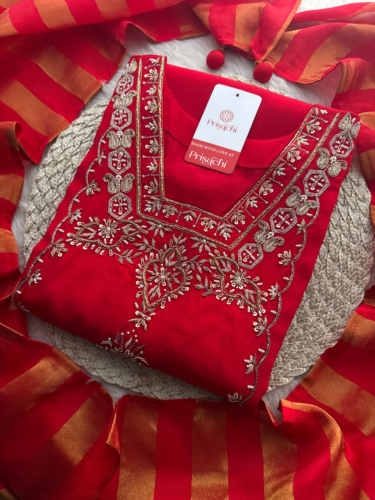 Women’s Red Embroidered Sharara Suit Set with Dupatta | Festive & Wedding Ethnic Wear
