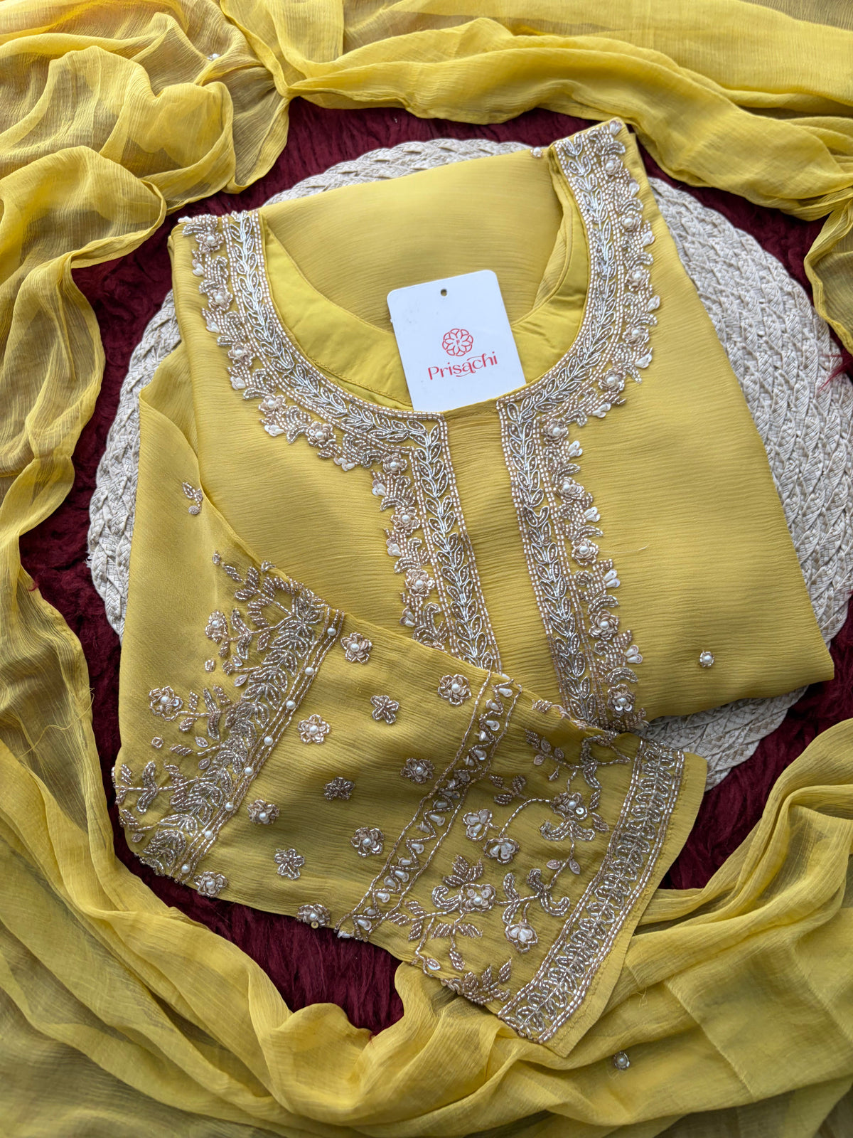 Yellow Embroidered Kurta Set with Palazzo Pants & Dupatta | Festive & Party Wear Ethnic Sharara Set