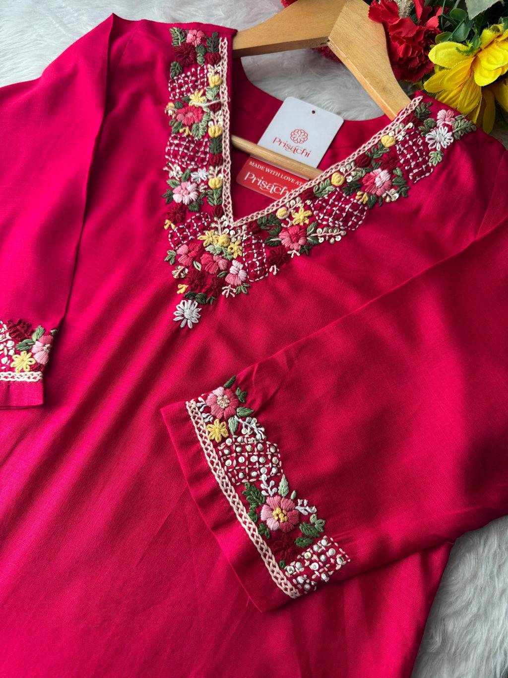 Women Thread Embroidered Kurti Pant Co-ord Set | Ethnic Office & Daily Wear