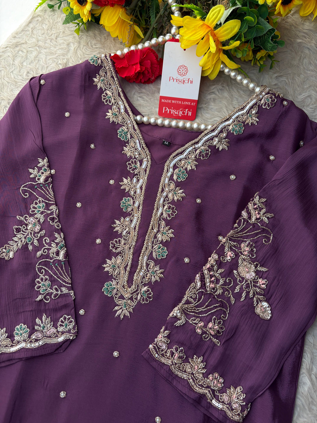 Purple Embroidered Kurta Set with Palazzo Pants & Dupatta | Festive & Party Wear Ethnic Sharara Set
