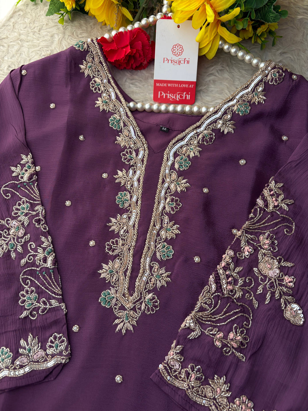 Purple Embroidered Kurta Set with Palazzo Pants & Dupatta | Festive & Party Wear Ethnic Sharara Set