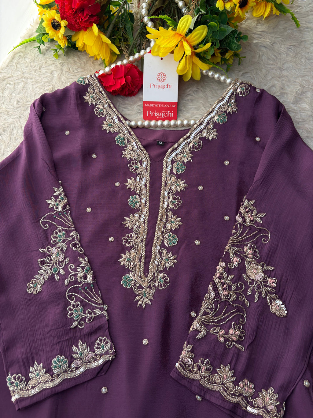 Purple Embroidered Kurta Set with Palazzo Pants & Dupatta | Festive & Party Wear Ethnic Sharara Set