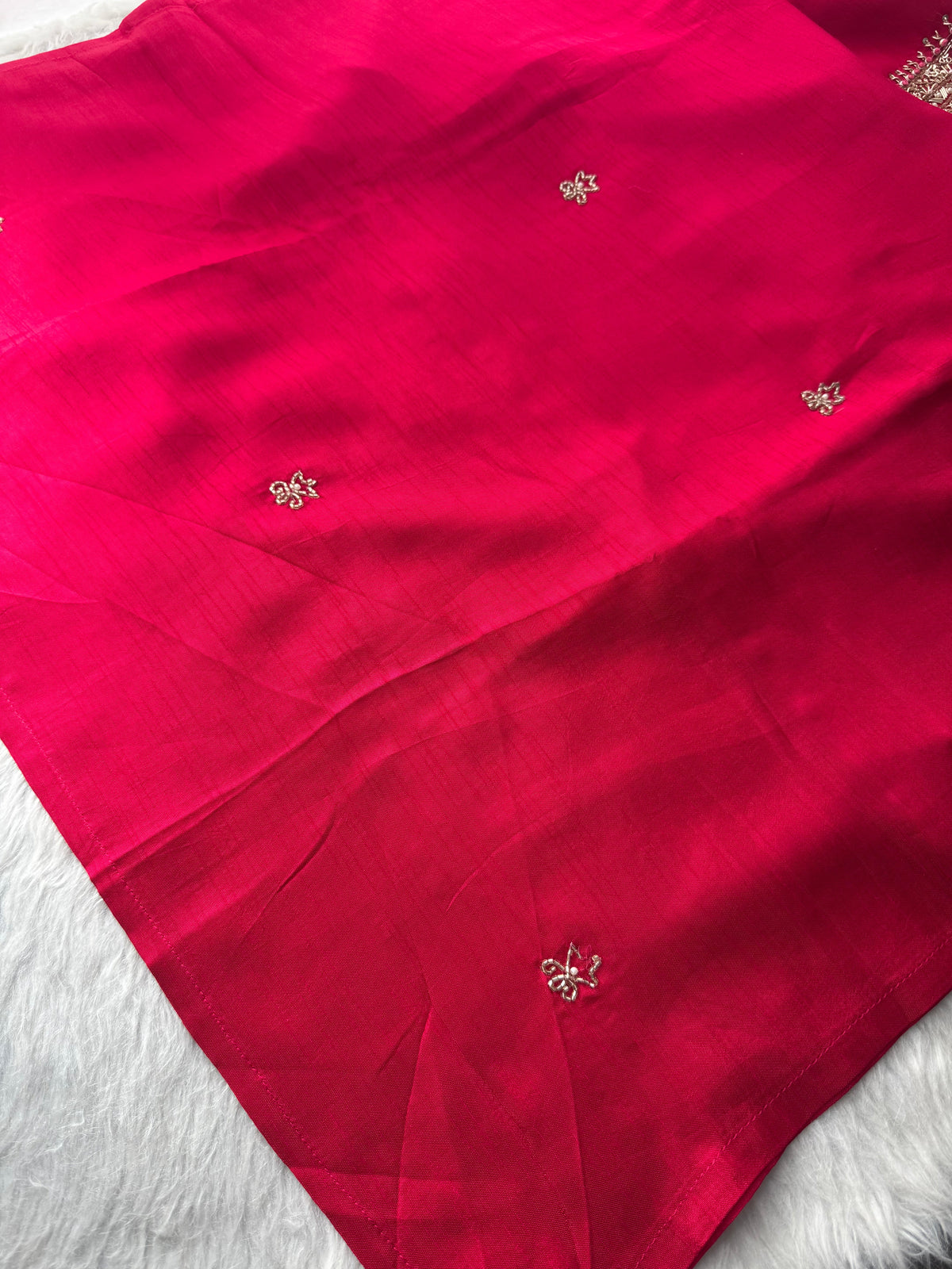 Pink Embroidered Ethnic Kurta Set for Women with Banarasi Dupatta & Pants